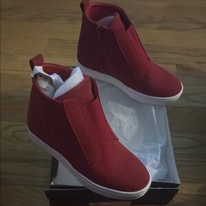 Corkys Red Slip-On Sneakers Suede-Like Material